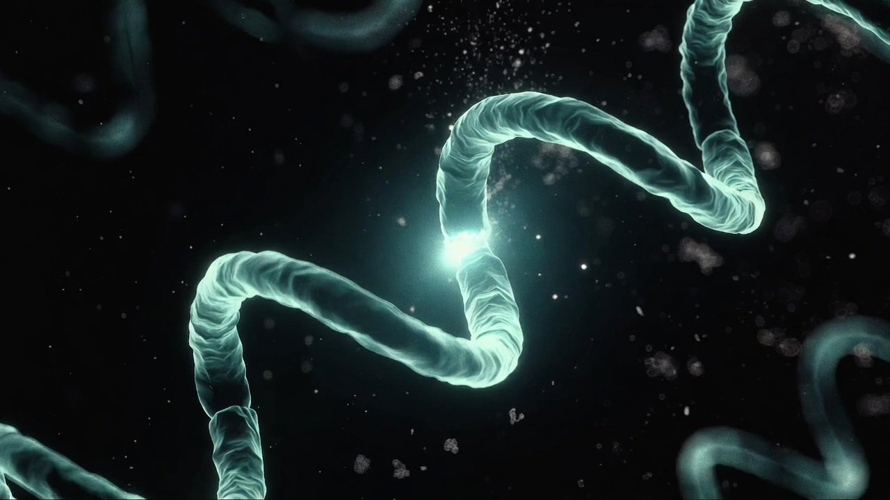 ``` Cadena peptídica de BPC-157 con glow teal sobre fondo negro — KRECE Precision Longevity ```