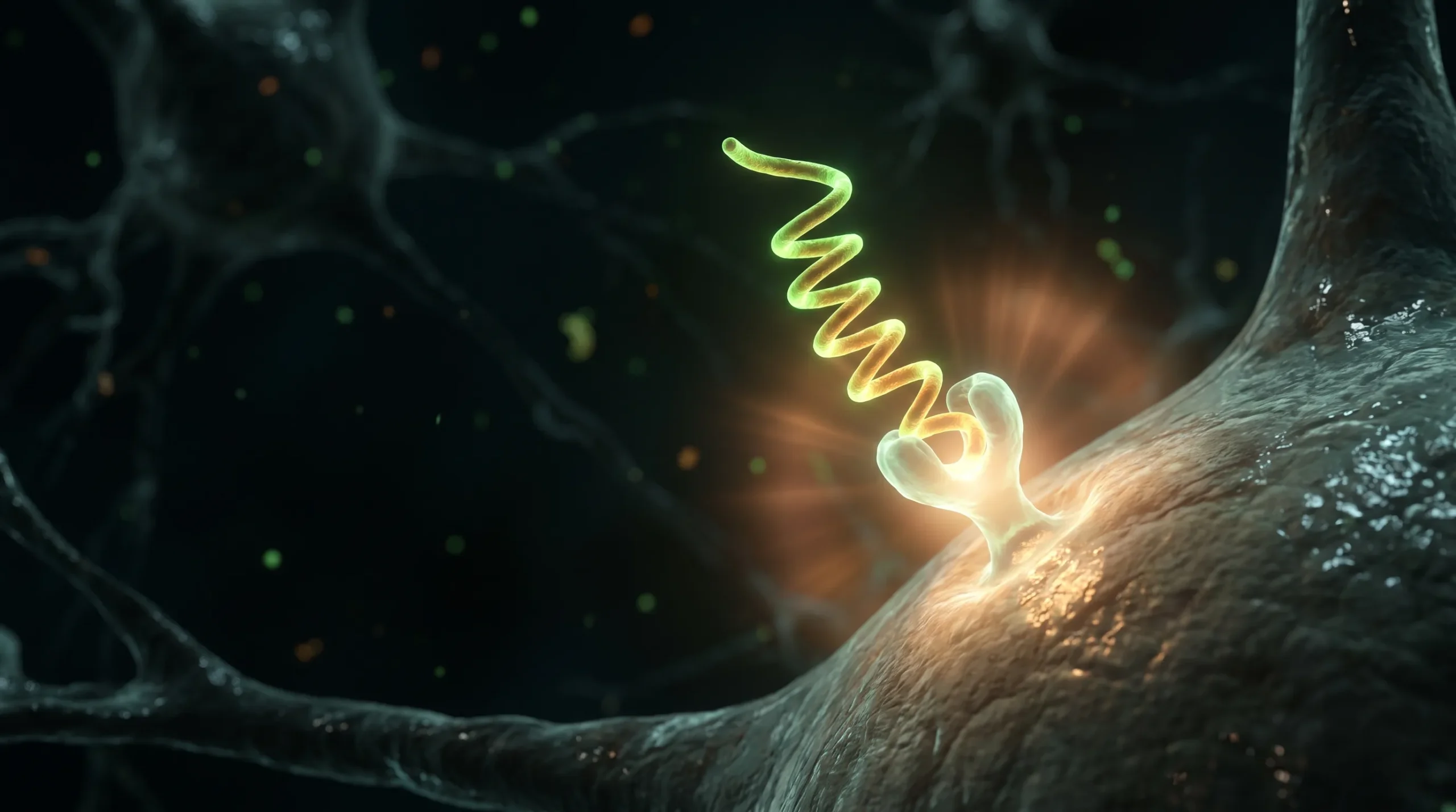 La semaglutida, un análogo del GLP-1, se une a su receptor en una neurona y dispara la señal de saciedad.