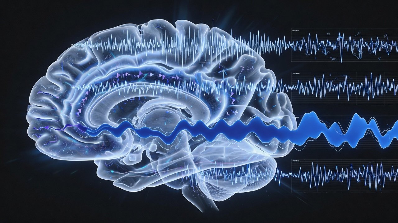 Representación visual de las fases del sueño humano con ondas cerebrales y ciclos de 90 minutos