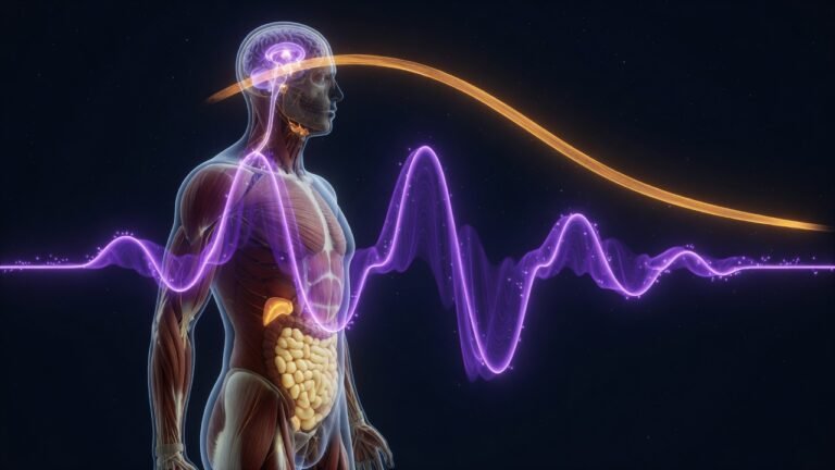 Representación del eje hormonal nocturno con curvas de GH, cortisol, leptina y grelina durante el sueño