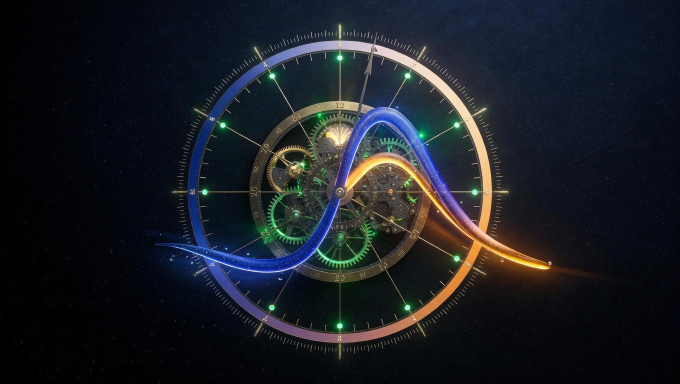 Representación del ciclo circadiano de 24 horas con curvas de cortisol, melatonina y temperatura corporal