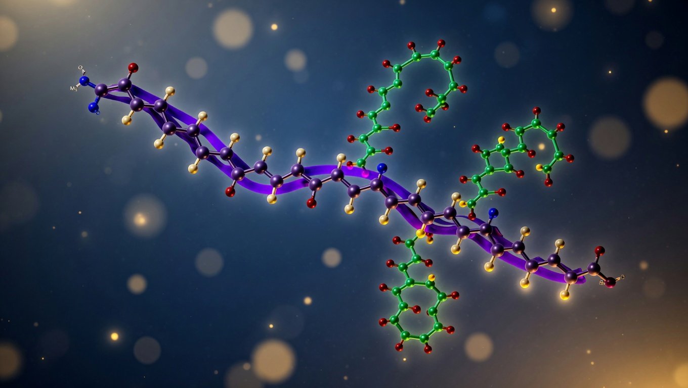 Representación molecular de la estructura de PEG-MGF