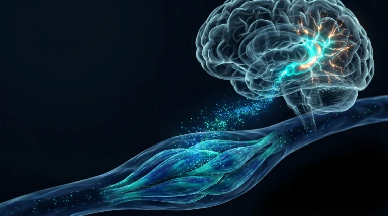 El musculo en contraccion libera mensajeros que viajan por la sangre y reavivan el hipocampo y las sinapsis del cerebro, ilustrando como el ejercicio protege el cerebro que envejece.