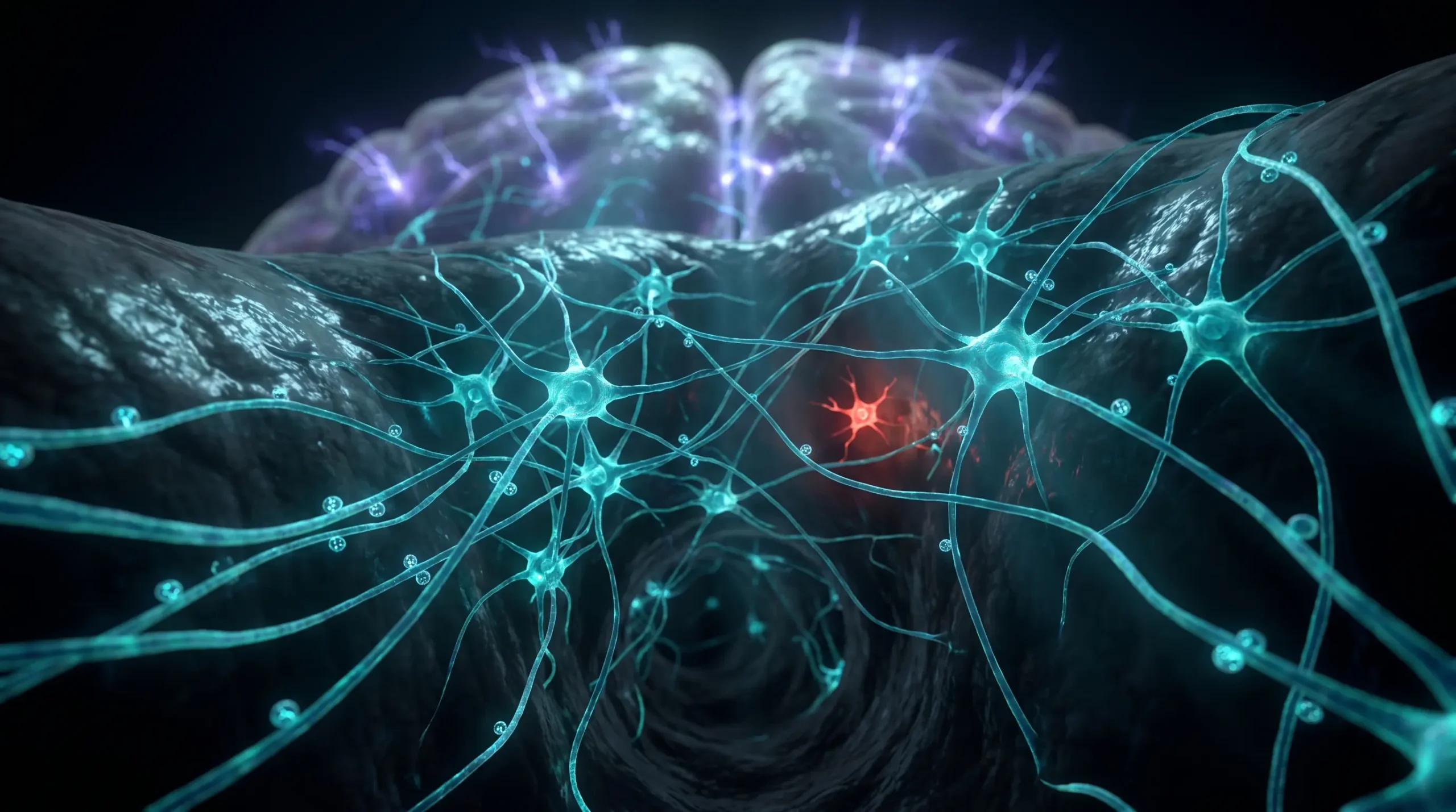 Ilustración del tronco del encéfalo y de las neuronas que mantienen la atonía del sueño REM, el mecanismo que explica la parálisis del sueño.